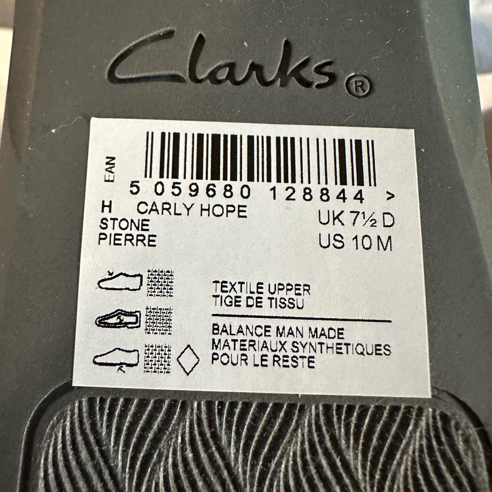 Cloudsteppers by Clark. Carly Hope knit bow flats. Washable. 10 M, color stone. - Picture 2 of 3